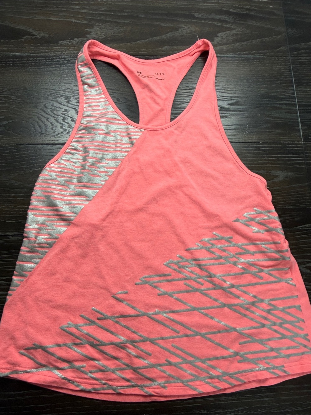 Under Armour Women’s Coral Racerback Tank with Silver Graphic Accents Large - Picture 4 of 8